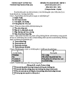 Đề kiểm tra định kì cuối học kì II môn Khoa học Lớp 4 - Năm học 2021-2022